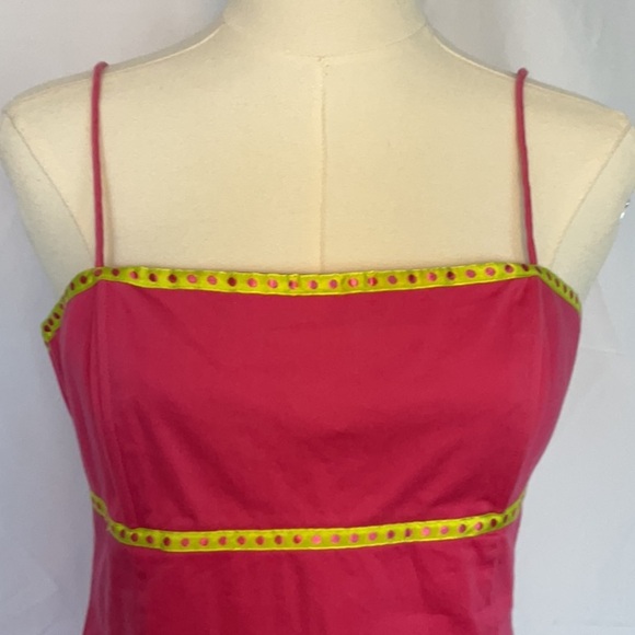 Becky & Max pink dress w/chartreuse ribbon size 8 - Picture 2 of 4